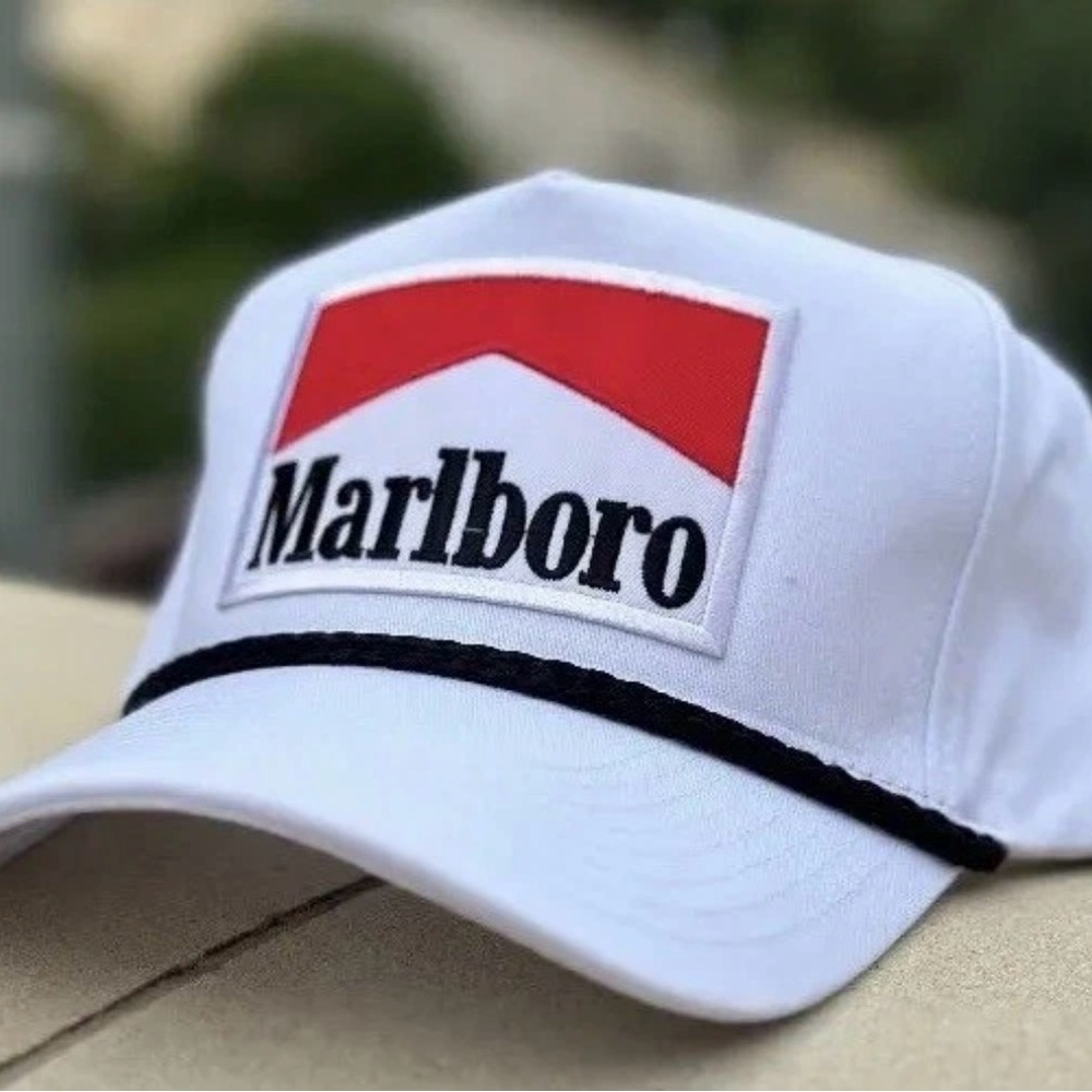 Marlboro White Cap with Black Rope
